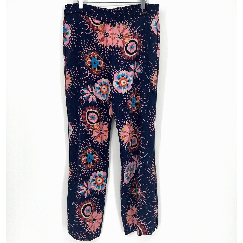 Dea Kudibal Pants Womens XL Silk Floral Polka Dot Straight Leg Loud Pattern